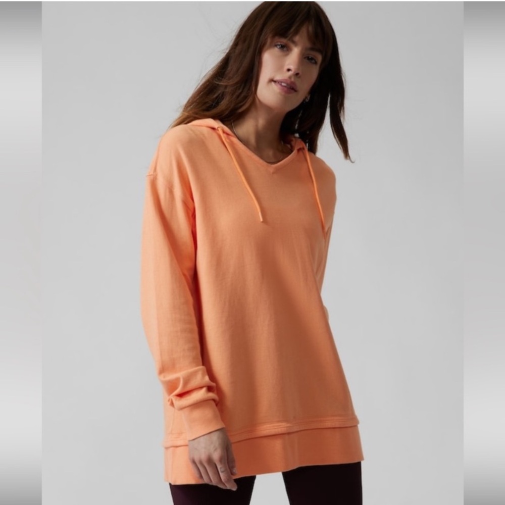 Athleta Sundown Alliance Hoodie Orange Size Small Lightweight Oversized - Picture 3 of 10